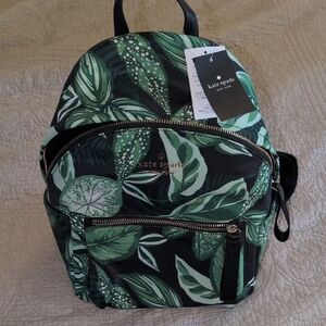 Kate Spade Green Leaf Print Backpack